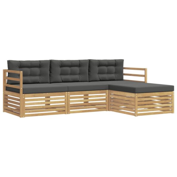 vidaXL Záhradná súprava gaučov 4 pcs Biela a antracitová Polyester – Obrázok 2