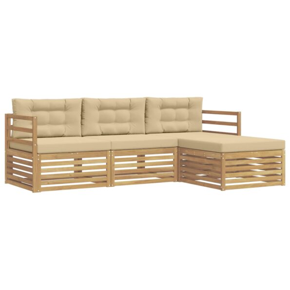 vidaXL Záhradná súprava gaučov 4 pcs Biela a béžová Polyester – Obrázok 2