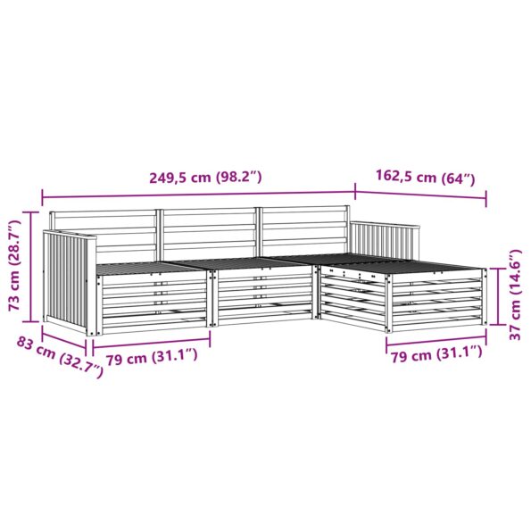 vidaXL Záhradná súprava gaučov 4 pcs Biela – Obrázok 7