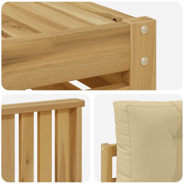 vidaXL Záhradná súprava gaučov 4 pcs Biela a béžová – Obrázok 5