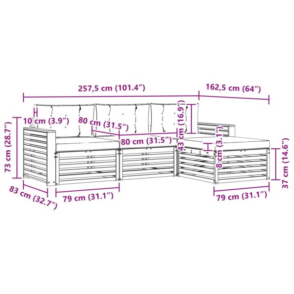 vidaXL Záhradná súprava gaučov 4 pcs Biela a béžová – Obrázok 6