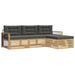 vidaXL Záhradná súprava gaučov 4 pcs Biela a antracitová Polyester – Obrázok 2