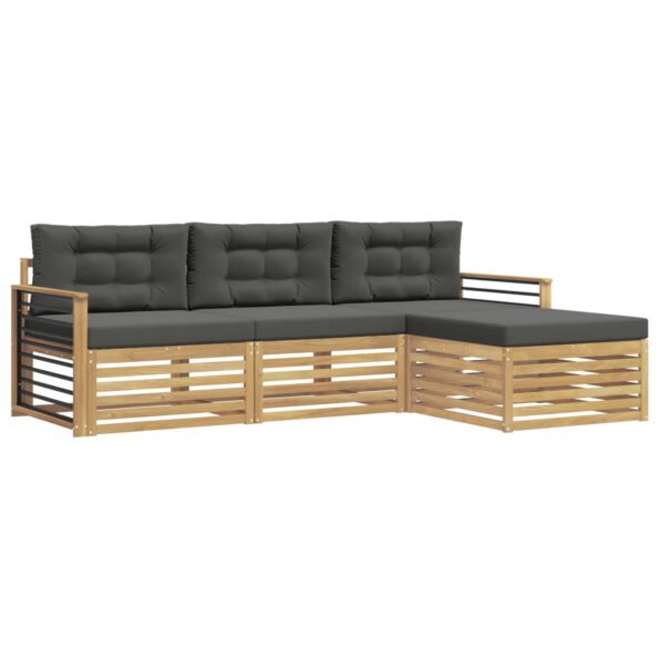 vidaXL Záhradná súprava gaučov 4 pcs Biela a antracitová Polyester – Obrázok 2