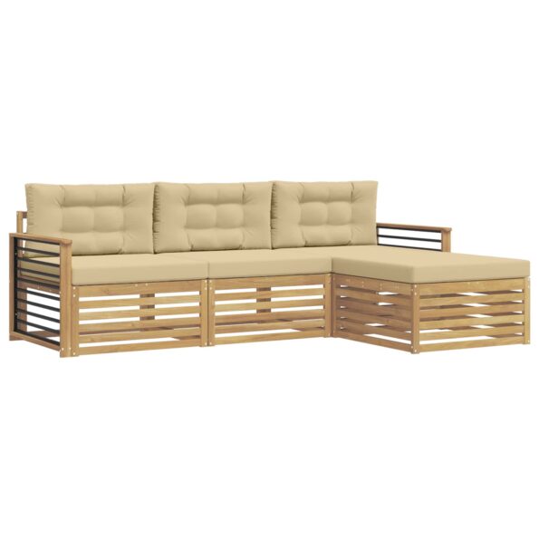 vidaXL Záhradná súprava gaučov 4 pcs Biela a béžová Polyester – Obrázok 2