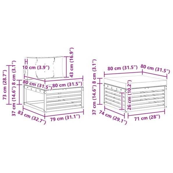 vidaXL Záhradná súprava gaučov 5 pcs Biela a béžová – Obrázok 7