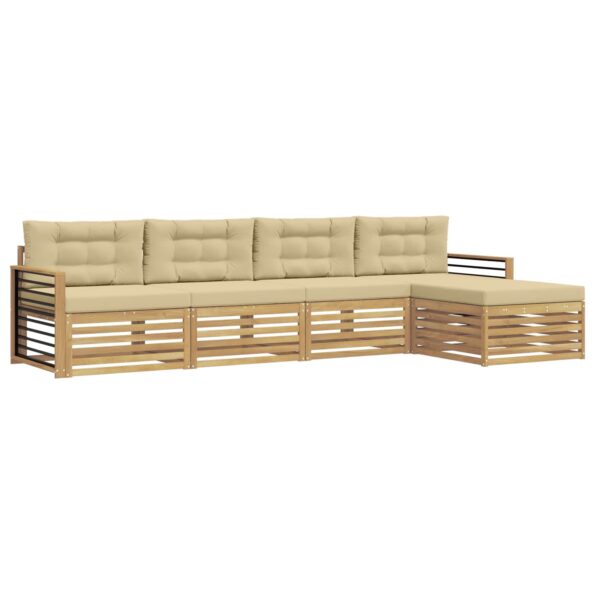 vidaXL Záhradná súprava gaučov 5 pcs Biela a béžová Polyester – Obrázok 2