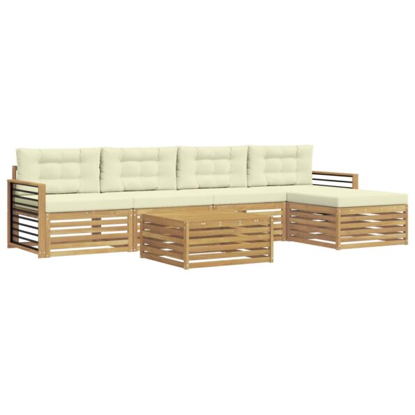 vidaXL Záhradná súprava gaučov 7 pcs Biela a krémová Polyester – Obrázok 2