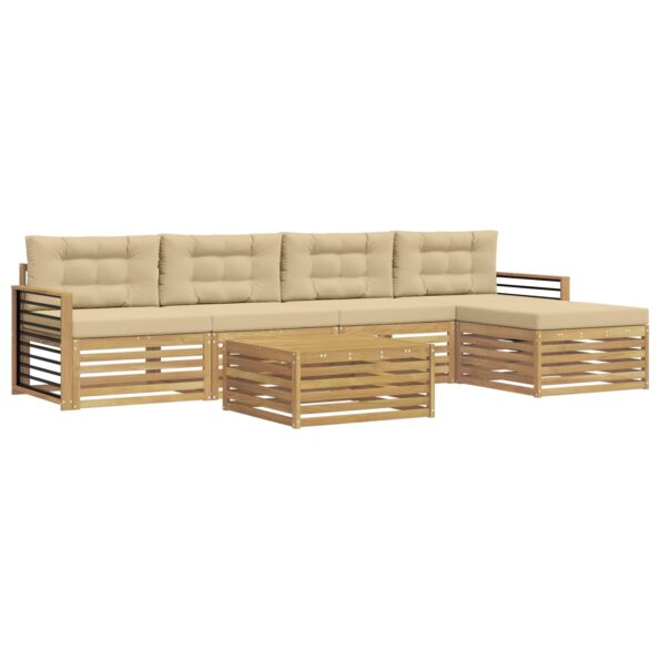 vidaXL Záhradná súprava gaučov 7 pcs Biela a béžová Polyester – Obrázok 2