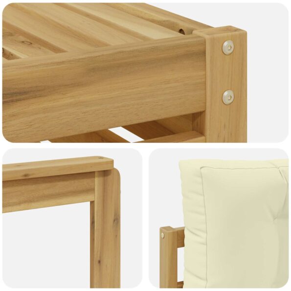 vidaXL Záhradná súprava gaučov 6 pcs Biela a krémová Polyester – Obrázok 6