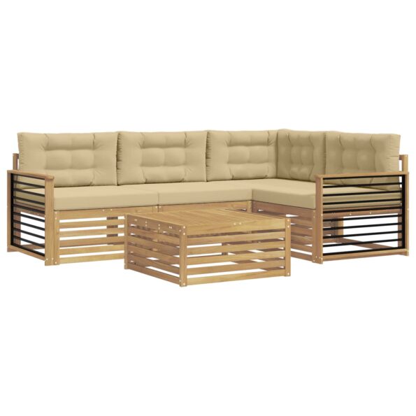 vidaXL Záhradná súprava gaučov 6 pcs Biela a béžová Polyester – Obrázok 2