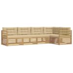 vidaXL Záhradná súprava gaučov 5 pcs Biela a béžová Polyester – Obrázok 2