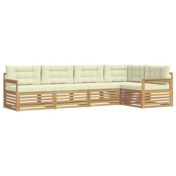 vidaXL Záhradná súprava gaučov 6 pcs Biela a krémová Polyester – Obrázok 2