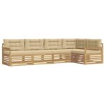 vidaXL Záhradná súprava gaučov 6 pcs Biela a béžová Polyester – Obrázok 2