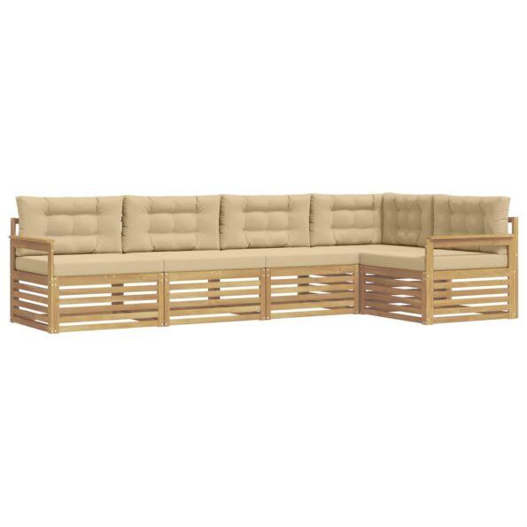 vidaXL Záhradná súprava gaučov 6 pcs Biela a béžová Polyester – Obrázok 2
