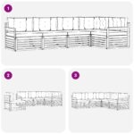 vidaXL Záhradná súprava gaučov 6 pcs Biela a béžová Polyester – Obrázok 7