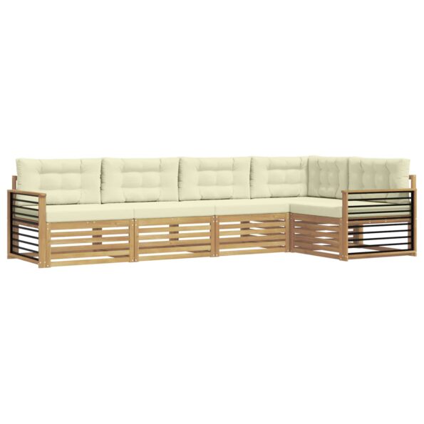 vidaXL Záhradná súprava gaučov 6 pcs Biela a krémová Polyester – Obrázok 2