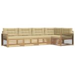vidaXL Záhradná súprava gaučov 6 pcs Biela a béžová Polyester – Obrázok 2