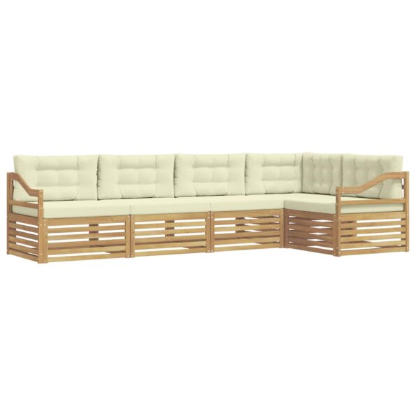vidaXL Záhradná súprava gaučov 5 pcs Biela a krémová Polyester – Obrázok 2
