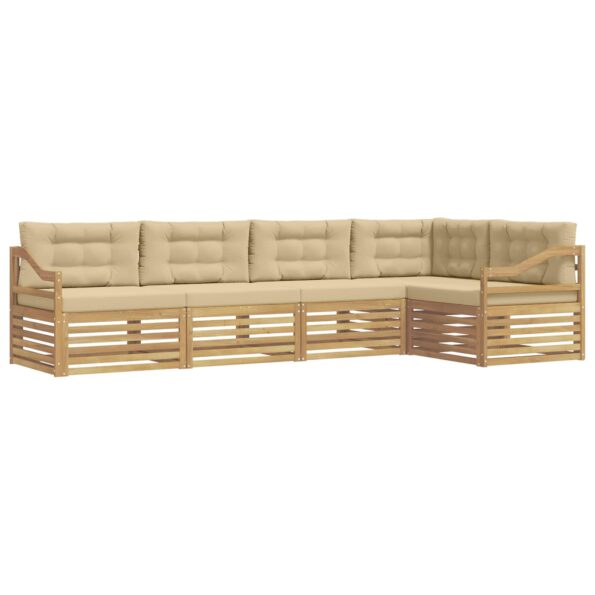 vidaXL Záhradná súprava gaučov 5 pcs Biela a béžová Polyester – Obrázok 2
