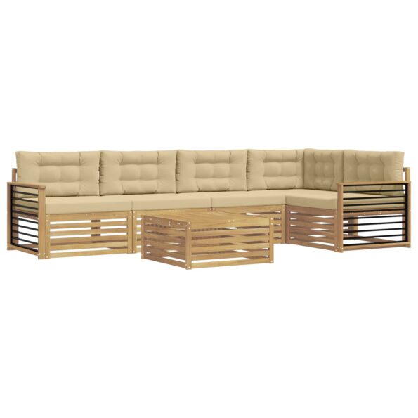 vidaXL Záhradná súprava gaučov 6 pcs Biela a béžová Polyester – Obrázok 2