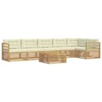 vidaXL Záhradná súprava gaučov 7 pcs Biela a krémová Polyester – Obrázok 2