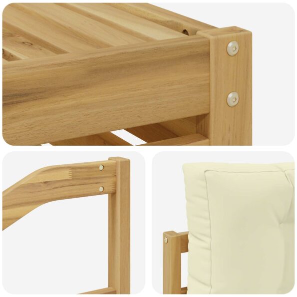 vidaXL Záhradná súprava gaučov 7 pcs Biela a krémová Polyester – Obrázok 6