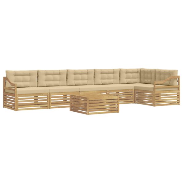 vidaXL Záhradná súprava gaučov 7 pcs Biela a béžová Polyester – Obrázok 2