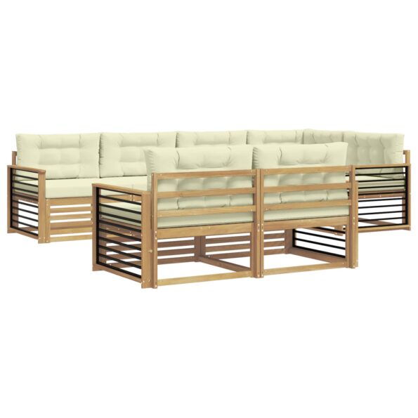 vidaXL Záhradná súprava gaučov 7 pcs Biela a krémová Polyester – Obrázok 2