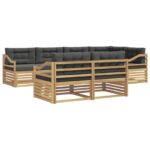 vidaXL Záhradná súprava gaučov 7 pcs Biela a antracitová Polyester – Obrázok 2
