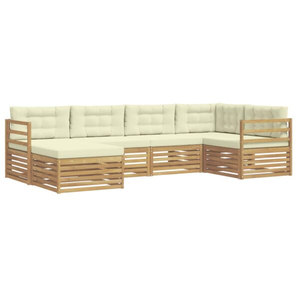 vidaXL Záhradná súprava gaučov 6 pcs Biela a krémová Polyester – Obrázok 2