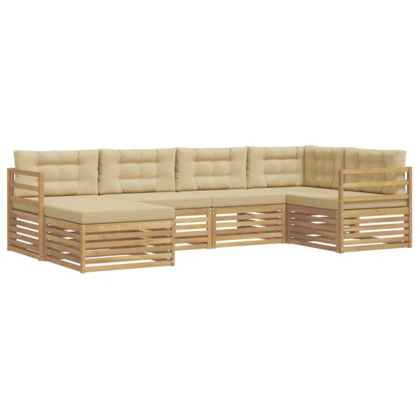 vidaXL Záhradná súprava gaučov 6 pcs Biela a béžová Polyester – Obrázok 2