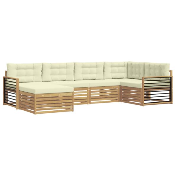 vidaXL Záhradná súprava gaučov 6 pcs Biela a krémová Polyester – Obrázok 2