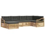 vidaXL Záhradná súprava gaučov 6 pcs Biela a antracitová Polyester – Obrázok 2