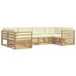 vidaXL Záhradná súprava gaučov 6 pcs Biela a krémová Polyester – Obrázok 2