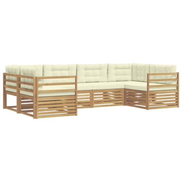 vidaXL Záhradná súprava gaučov 6 pcs Biela a krémová Polyester – Obrázok 2