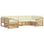 vidaXL Záhradná súprava gaučov 6 pcs Biela a krémová Polyester – Obrázok 2
