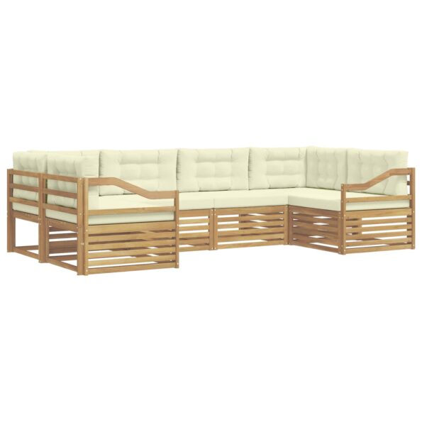 vidaXL Záhradná súprava gaučov 6 pcs Biela a krémová Polyester – Obrázok 2
