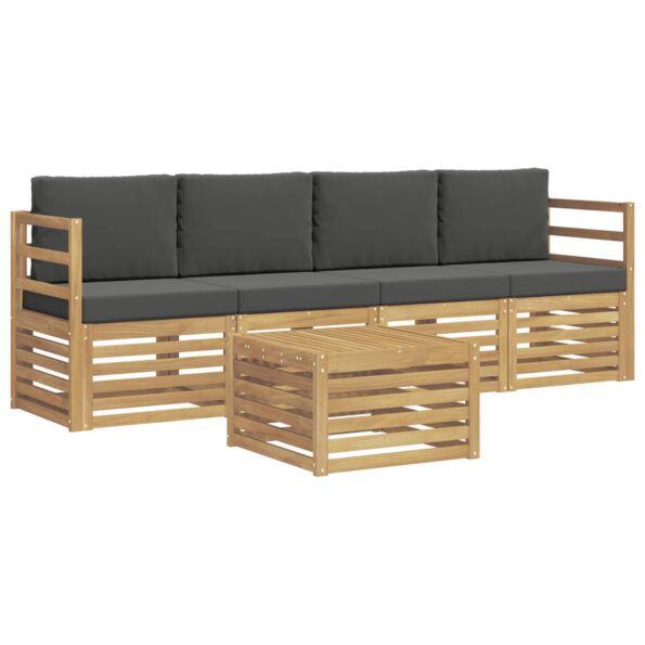 vidaXL Záhradná súprava gaučov 5 pcs Biela a antracitová Polyester – Obrázok 2