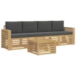 vidaXL Záhradná súprava gaučov 5 pcs Biela a antracitová Polyester – Obrázok 2