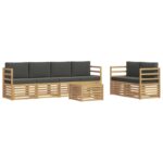 vidaXL Záhradná súprava gaučov 7 pcs Biela a antracitová Polyester – Obrázok 2