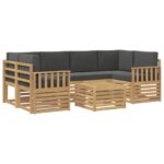 vidaXL Záhradná súprava gaučov 7 pcs Biela a antracitová Polyester – Obrázok 2