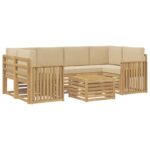 vidaXL Záhradná súprava gaučov 7 pcs Biela a béžová Polyester – Obrázok 2