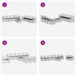 vidaXL Záhradná súprava gaučov 9 pcs Biela 59 x 59 x 37 cm – Obrázok 7