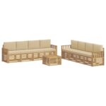 vidaXL Záhradná súprava gaučov 9 pcs Biela a béžová 59 x 59 x 37 cm – Obrázok 2