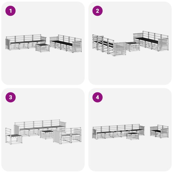 vidaXL Súpravy pohoviek 9 pcs Biela 59 x 59 x 37 cm – Obrázok 7