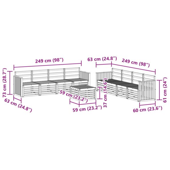 vidaXL Súpravy pohoviek 9 pcs Biela 59 x 59 x 37 cm – Obrázok 8