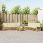 vidaXL Súpravy pohoviek 9 pcs Biela a krémová 59 x 59 x 37 cm