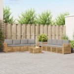 vidaXL Súpravy pohoviek 9 pcs Biela a svetlosivá 59 x 59 x 37 cm