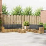 vidaXL Súpravy pohoviek 9 pcs Biela a antracitová 59 x 59 x 37 cm
