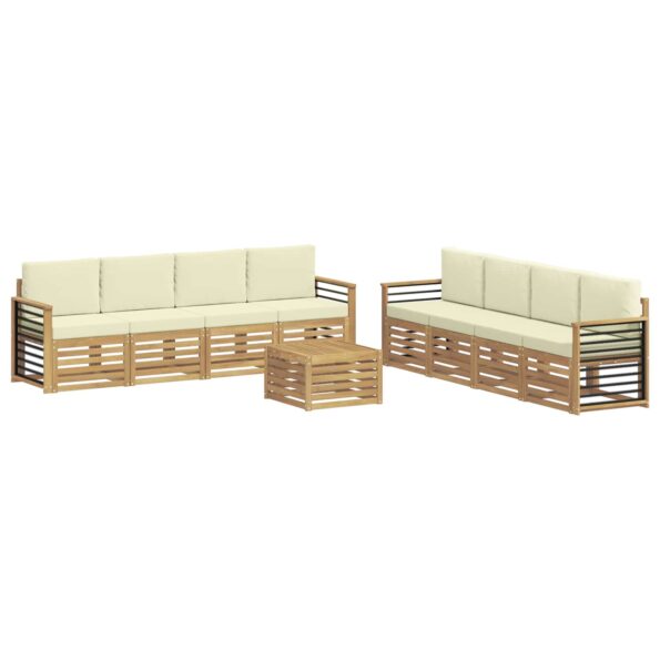 vidaXL Súpravy pohoviek s vankúšom 9 pcs Biela a krémová Polyester – Obrázok 2